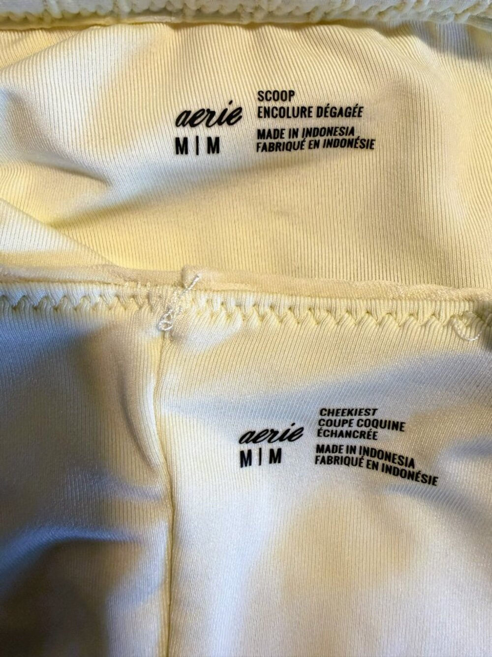 Aerie Bikini Size Medium 2 Piece Yellow Textured Lined - Picture 5 of 5